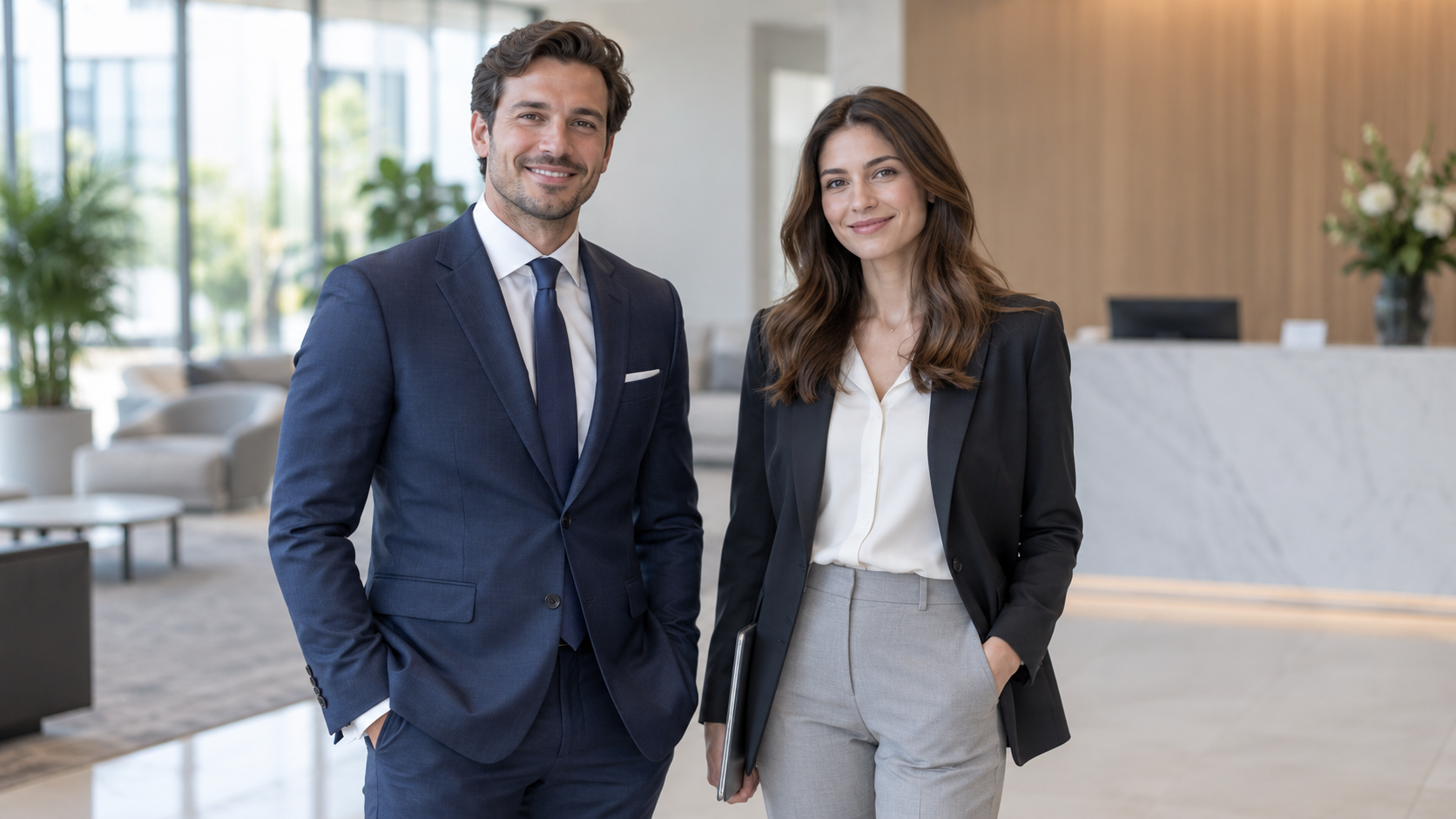 What to wear to a job interview: man and woman dressed professionally